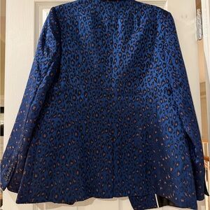 Blue Leopard Print Blazer